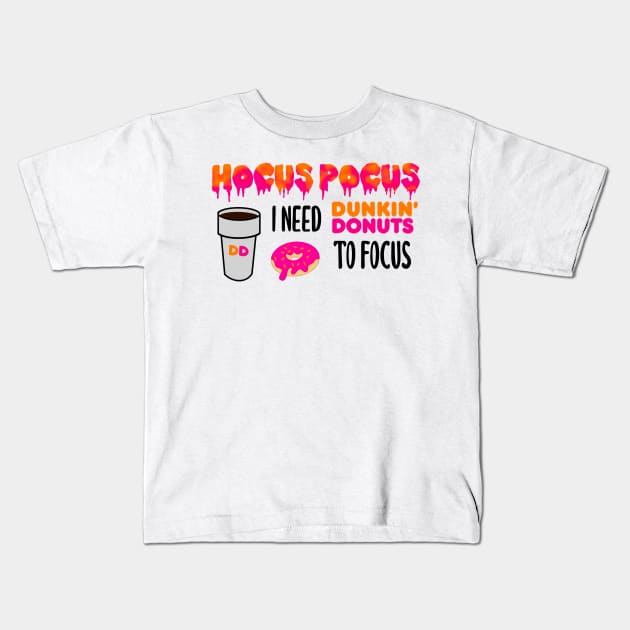 Hocus Pocus I Need (Hot) Coffee to Focus Kids T-Shirt by GrellenDraws